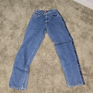 Tommy Hilfiger Blue Jeans with Red and White Side Stripe